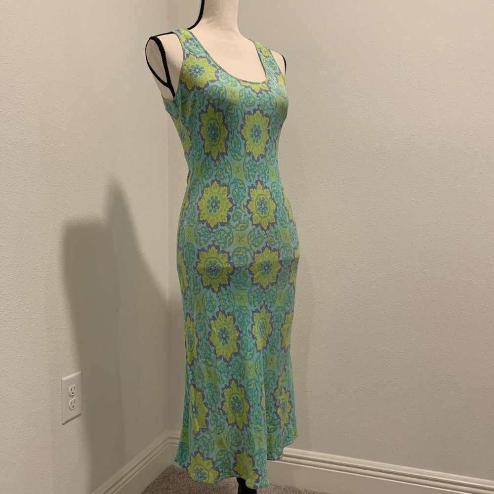 Stunning mandala printed silk midi dress